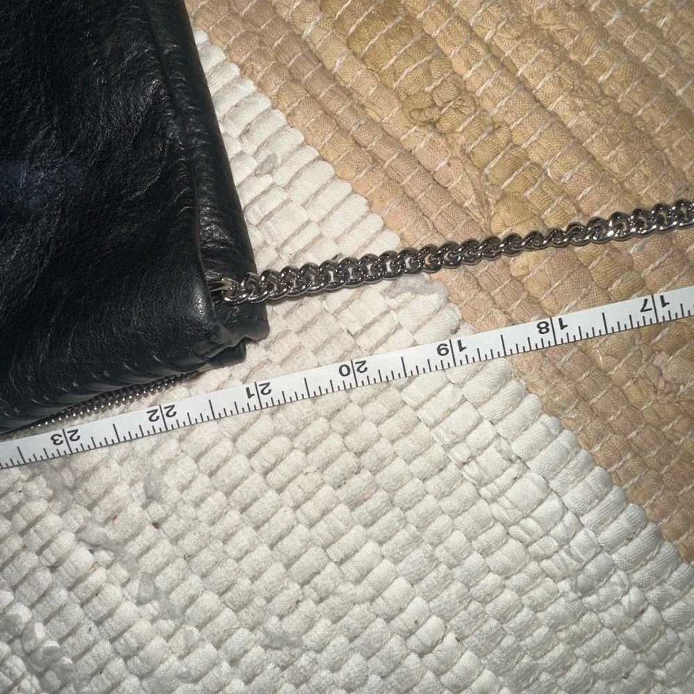 All Saints Black whipstitch cross body purse silver chain - Picture 8 of 13